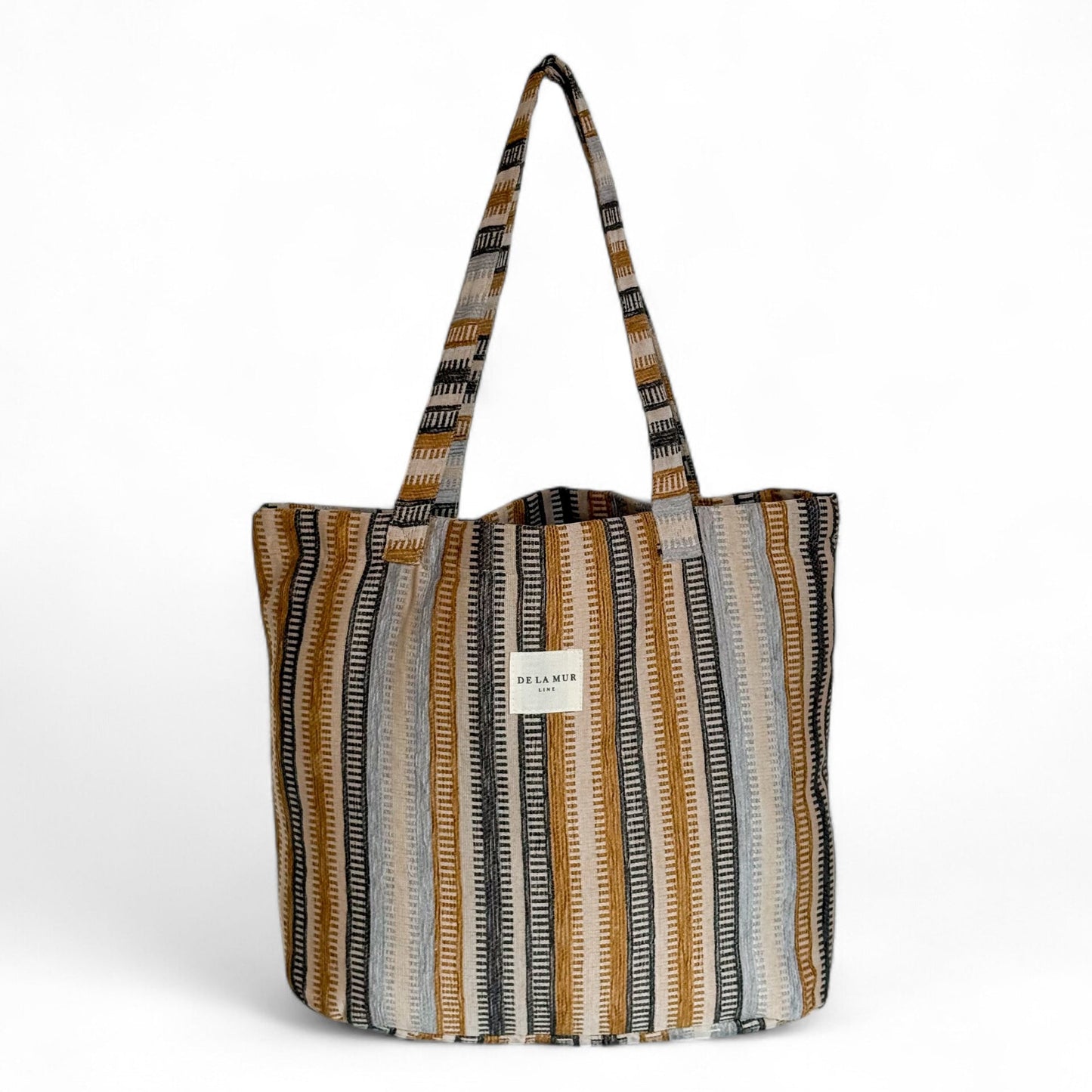 Grote Shopper, Shopper tas De La Mur Line, unieke prints TRON blauw, geel, grijs