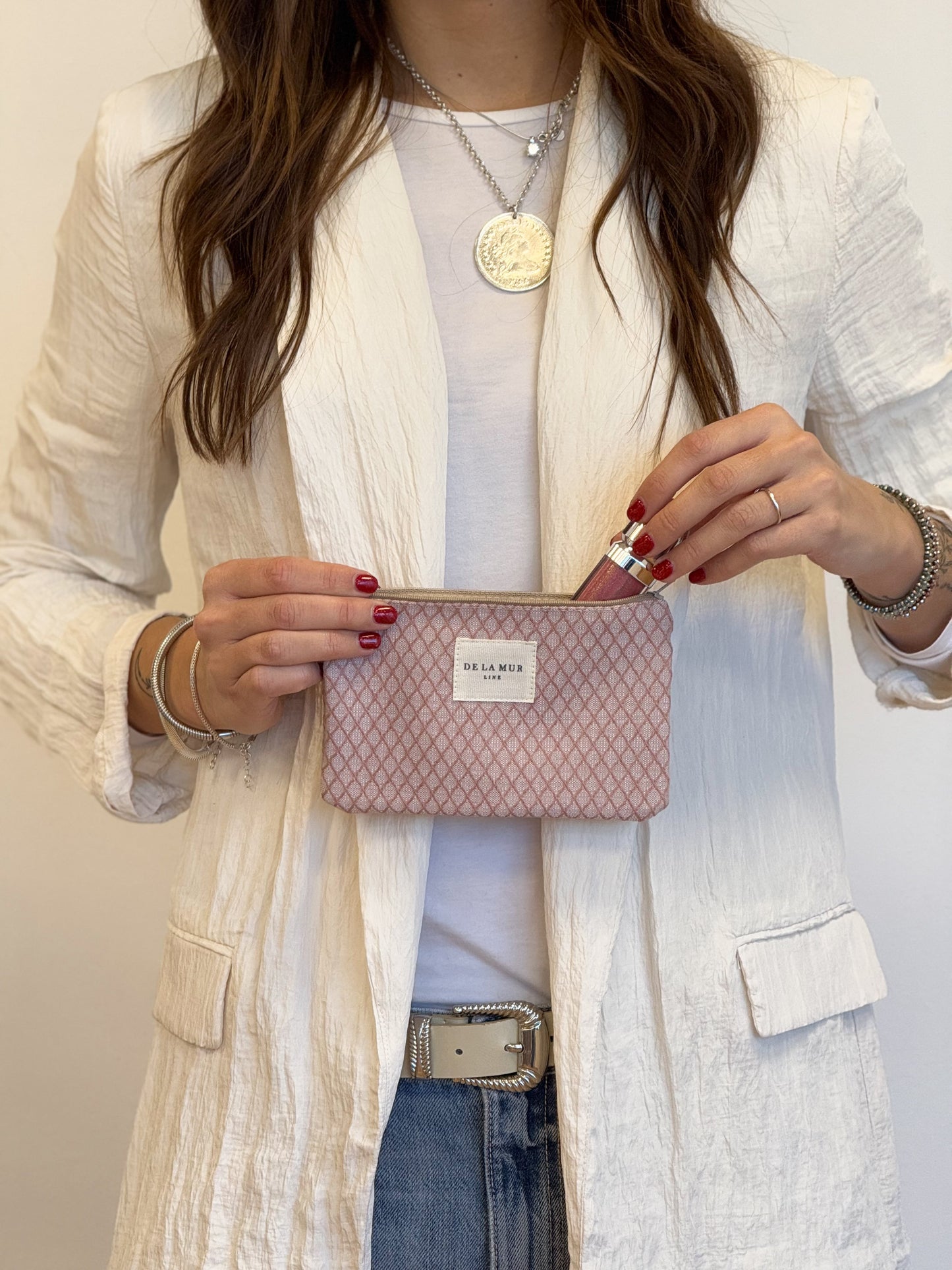 Make-up tasje klein De La Mur Line KOMA roze print
