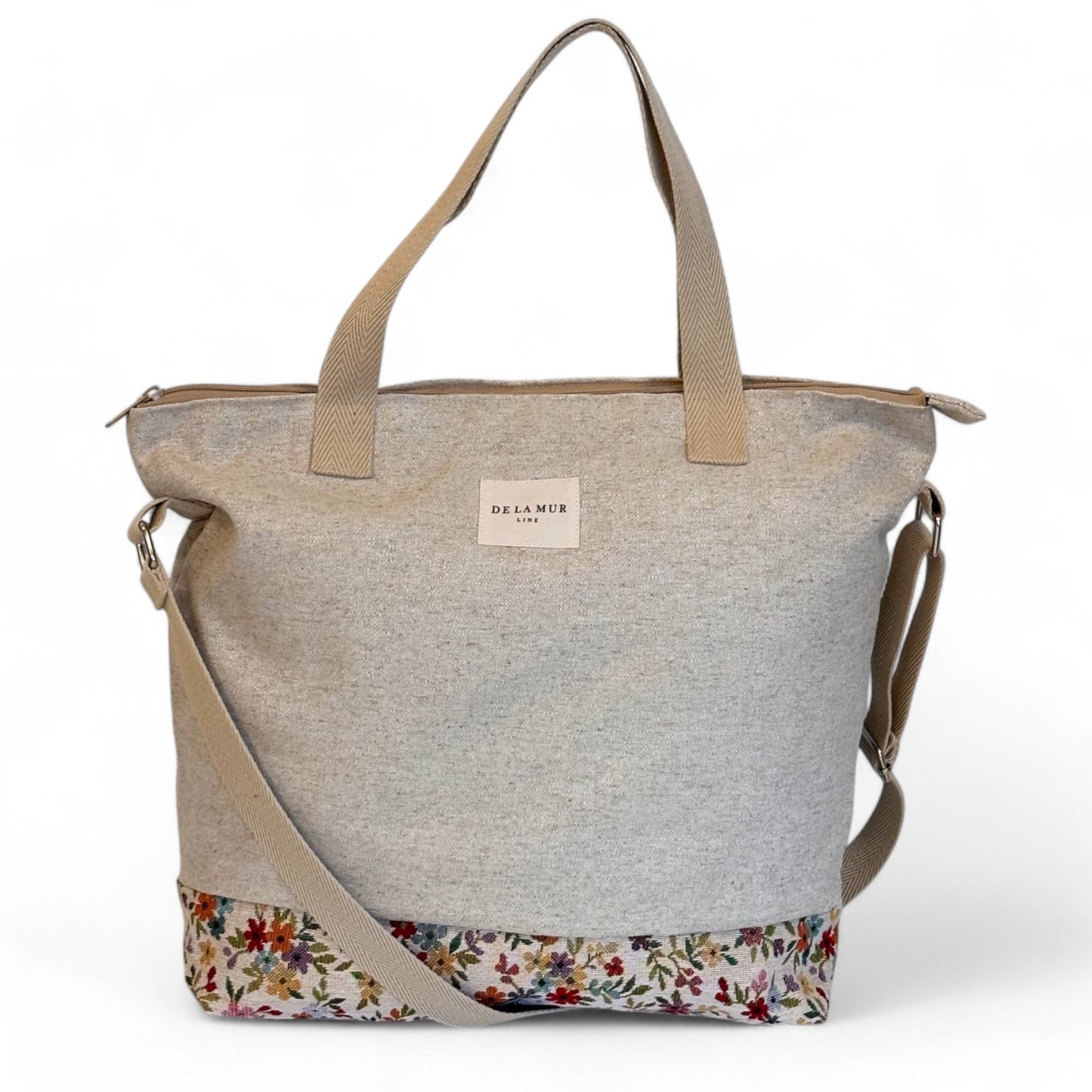 Shopper met rits De La Mur Line BLUM vrolijke bloemenprint kleurrijk