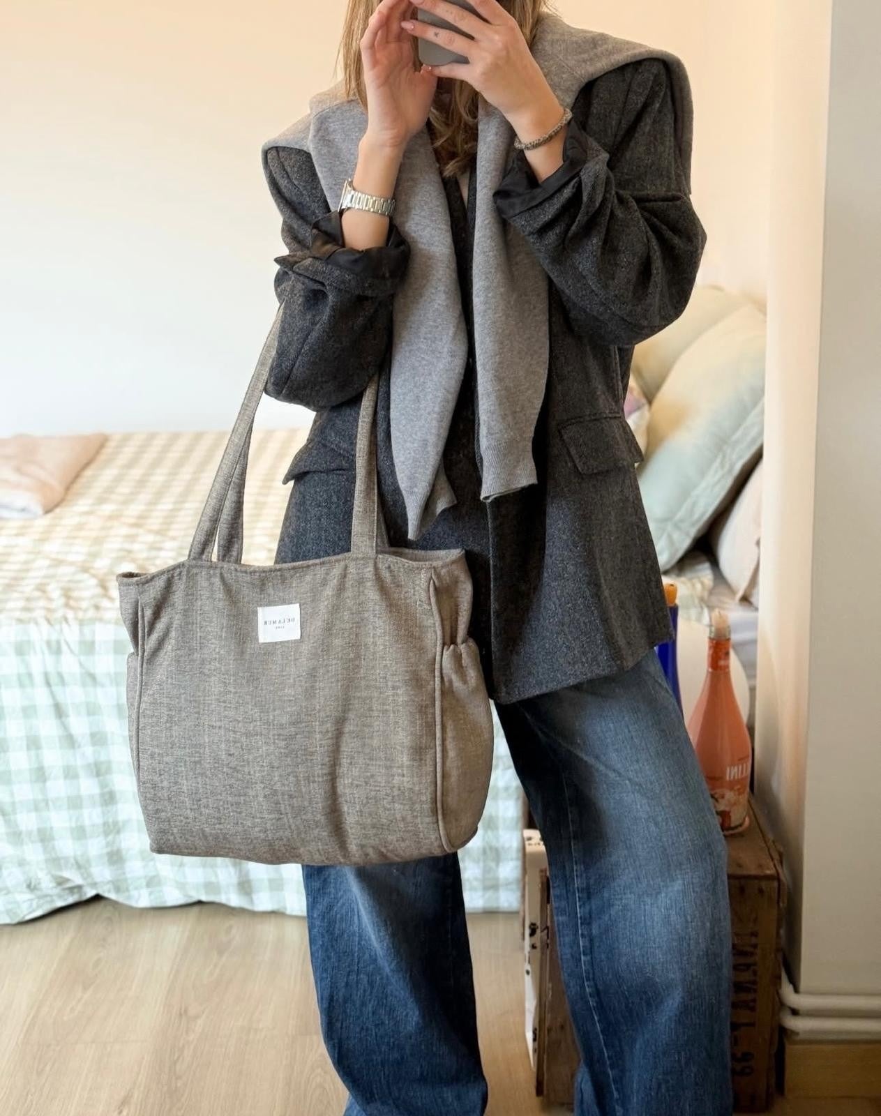 Rechthoekige Shopper met rits RUSTIC