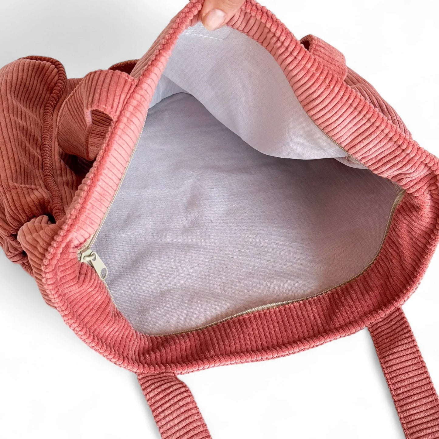 Shopper mit Reißverschluss Rib CORAL