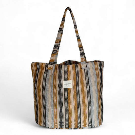 Grote Shopper, Shopper tas De La Mur Line, unieke prints TRON blauw, geel, grijs 