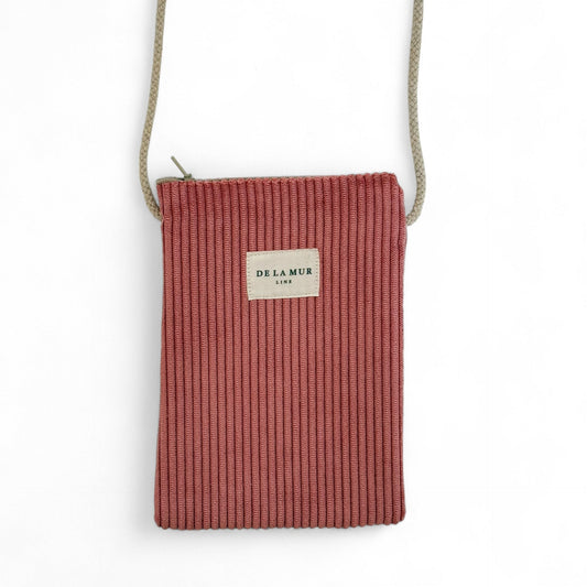 Handytasche klein, gerippt, Koralle