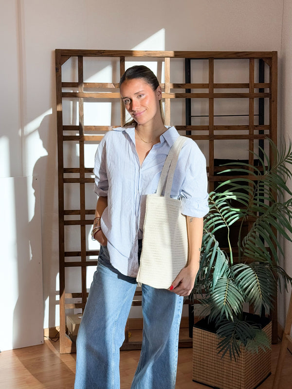 Shopper tas klein De La Mur Line CROCHE delicate gehaakte stof 