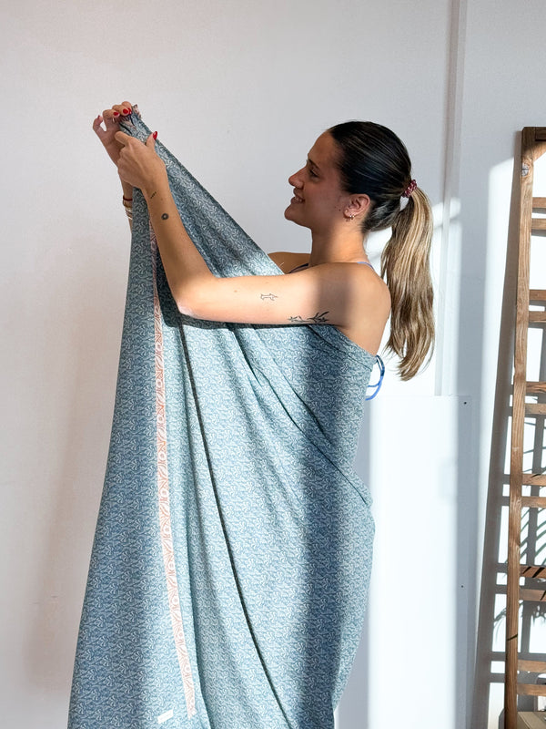 Strand pareo, kaftan De La Mur Line PEAR blauw oranje 