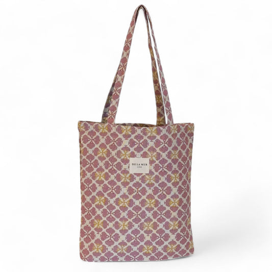 Tote Bag De La Mur Line BLAT roze print met gele details 